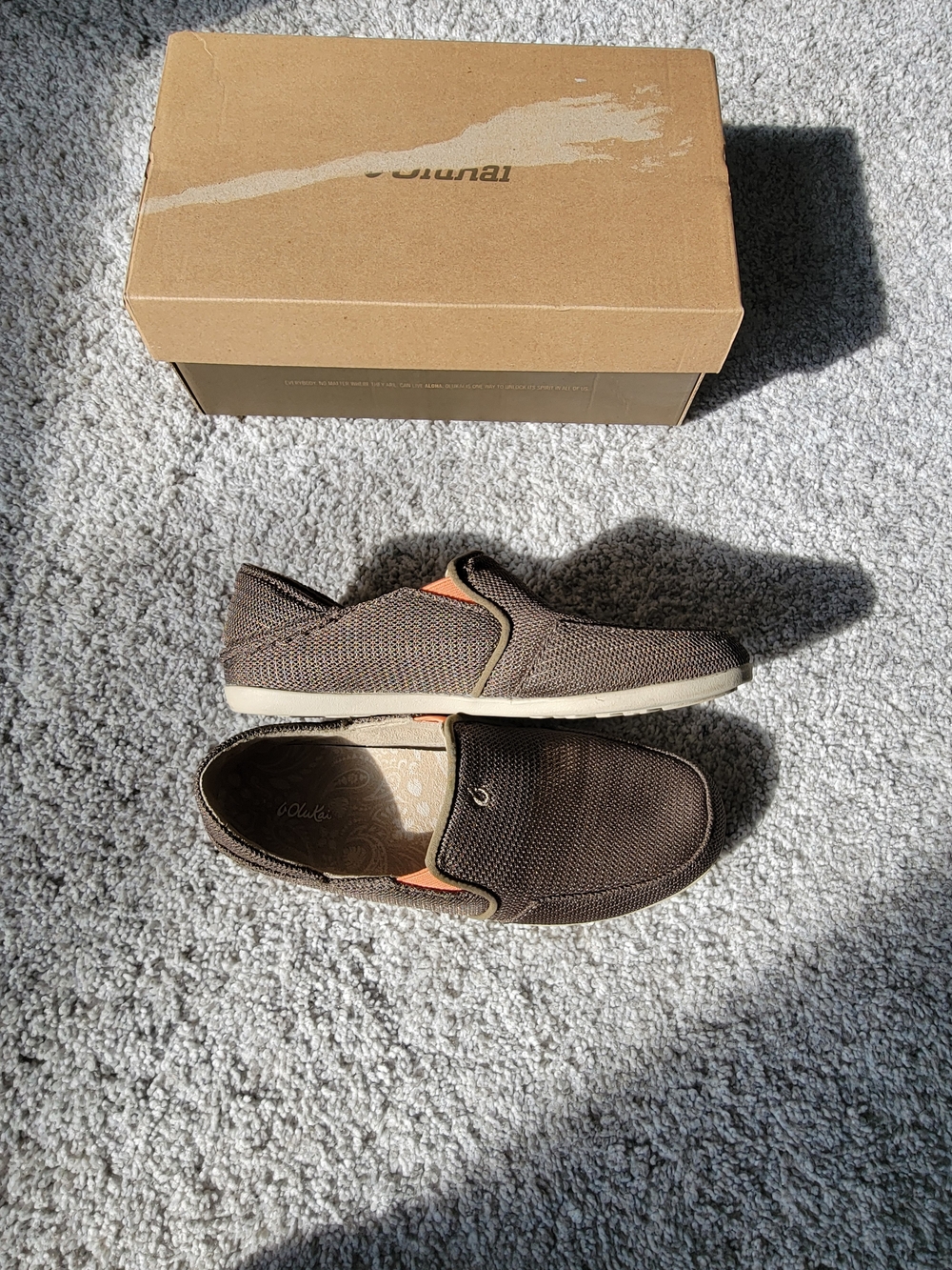 Olukai Waialua Mesh Mustang Brown/Melon Slip-On Casual Shoes Womens 6